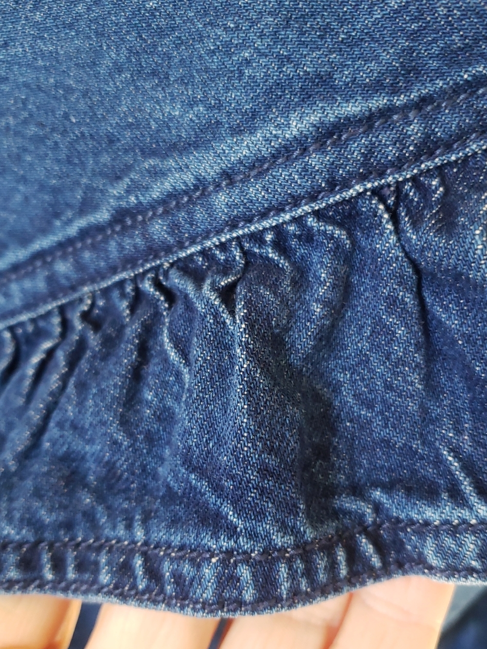 American Eagle Ruffle Denim Western Shirt Medium Wash XXS - Picture 9 of 15